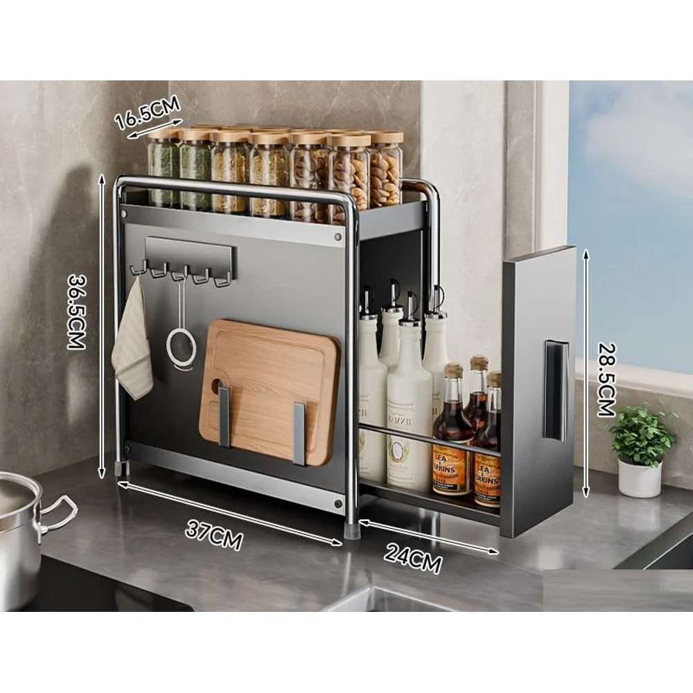 Multipurpose Kitchen Spice Organizer With Pull Out Seasoning Drawer Rack Dustproof Countertop Cup A 6