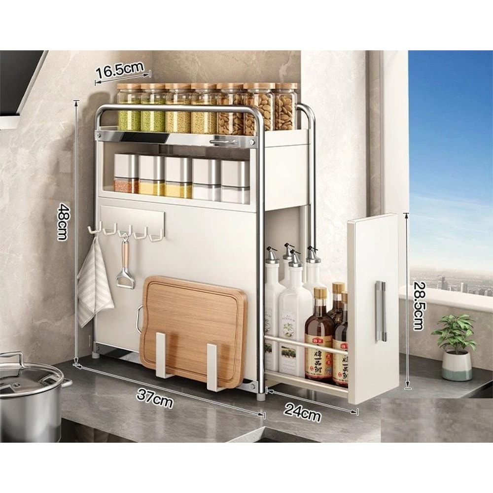 Multipurpose Kitchen Spice Organizer With Pull Out Seasoning Drawer Rack Dustproof Countertop Cup A 9