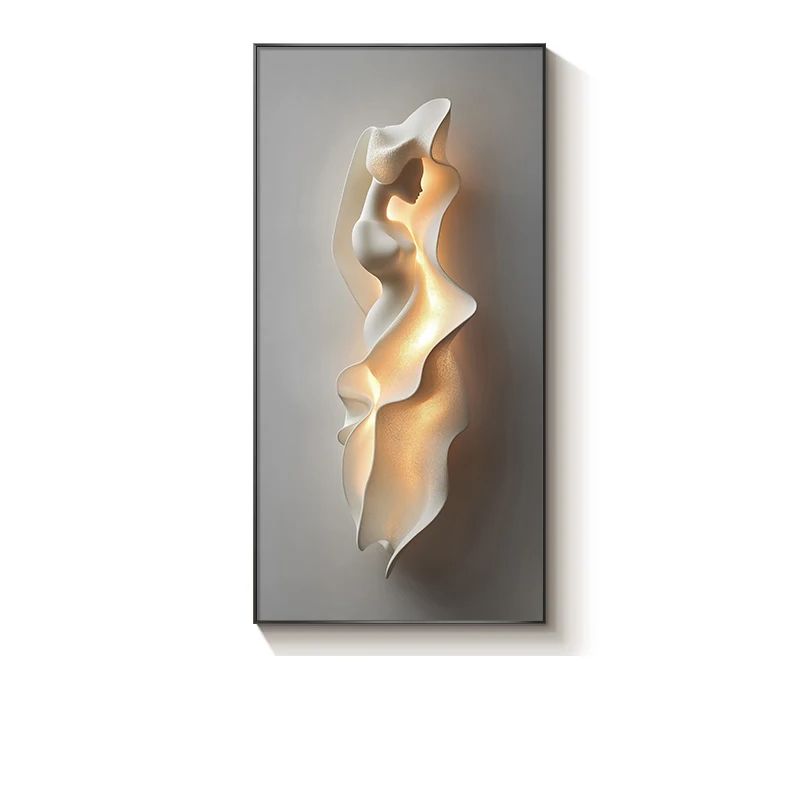 Minimally Abstract Entrance Decoration Painting With High End Relief  LED Wall Lamp Hanging Room De 3