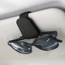 car sunshade sunglasses holder clip, magnetic leather glasses & ticket organizer, auto sun visor accessory