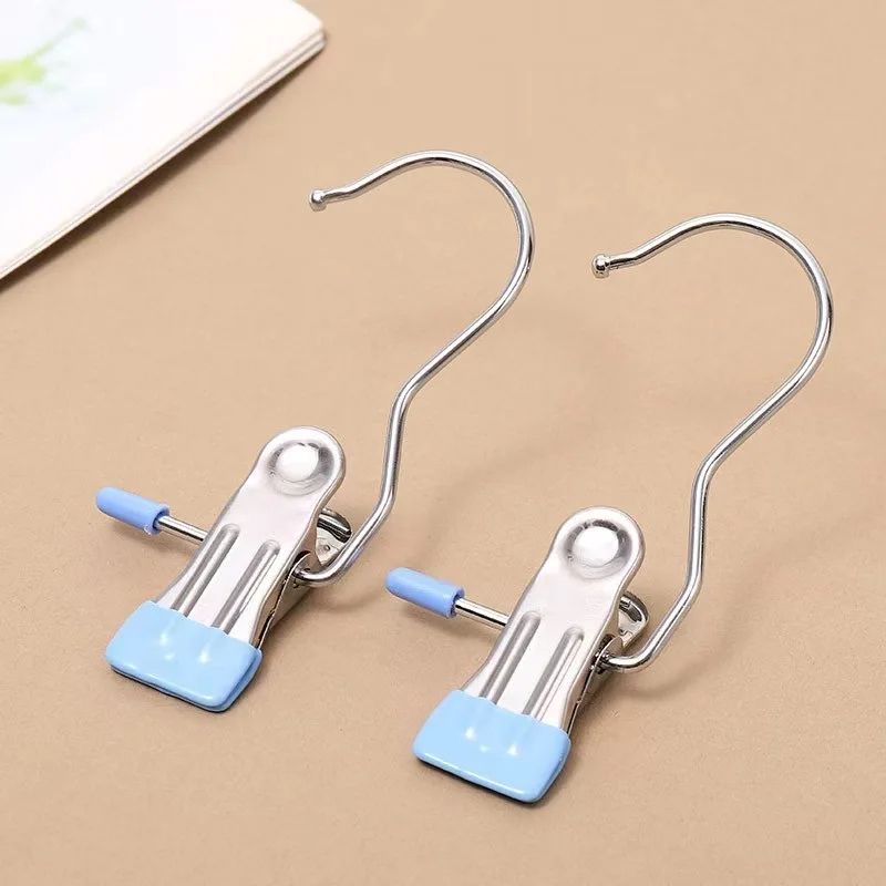 Durable Stainless Steel Clothespins With Hook Laundry Organizer Hanging Clips For Home Travel Clos 8