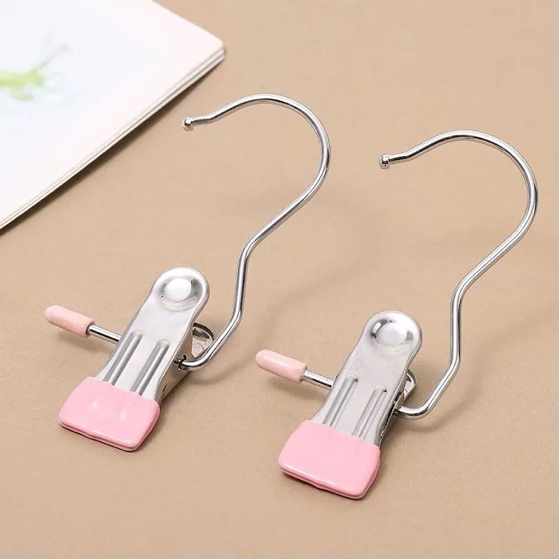 Durable Stainless Steel Clothespins With Hook Laundry Organizer Hanging Clips For Home Travel Clos 10