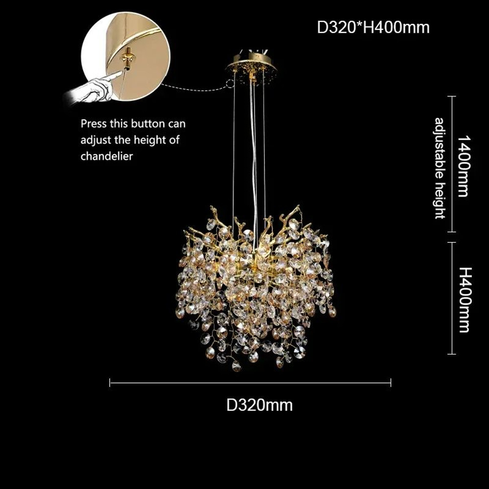 Modern Rectangle Crystal Chandelier Large Gold Branch Hanging Pendant Light For Dining Room Living 10