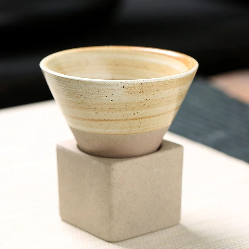 Japanese Style Retro Ceramic Coffee Cup Rough Pottery Tea Cup For Latte Pull Flower Porcelain Mug H 7