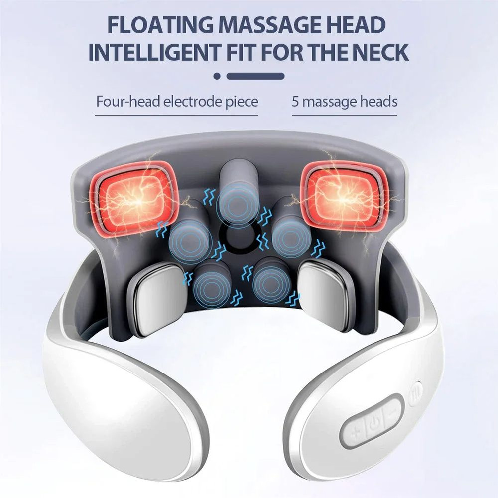 Smart Pulse Neck Massager Intelligent Electric Rechargeable Heating Magnetic TENS Pulse Therapy Fo 0