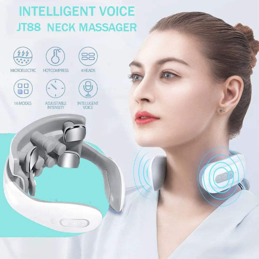 Smart Pulse Neck Massager Intelligent Electric Rechargeable Heating Magnetic TENS Pulse Therapy Fo 4