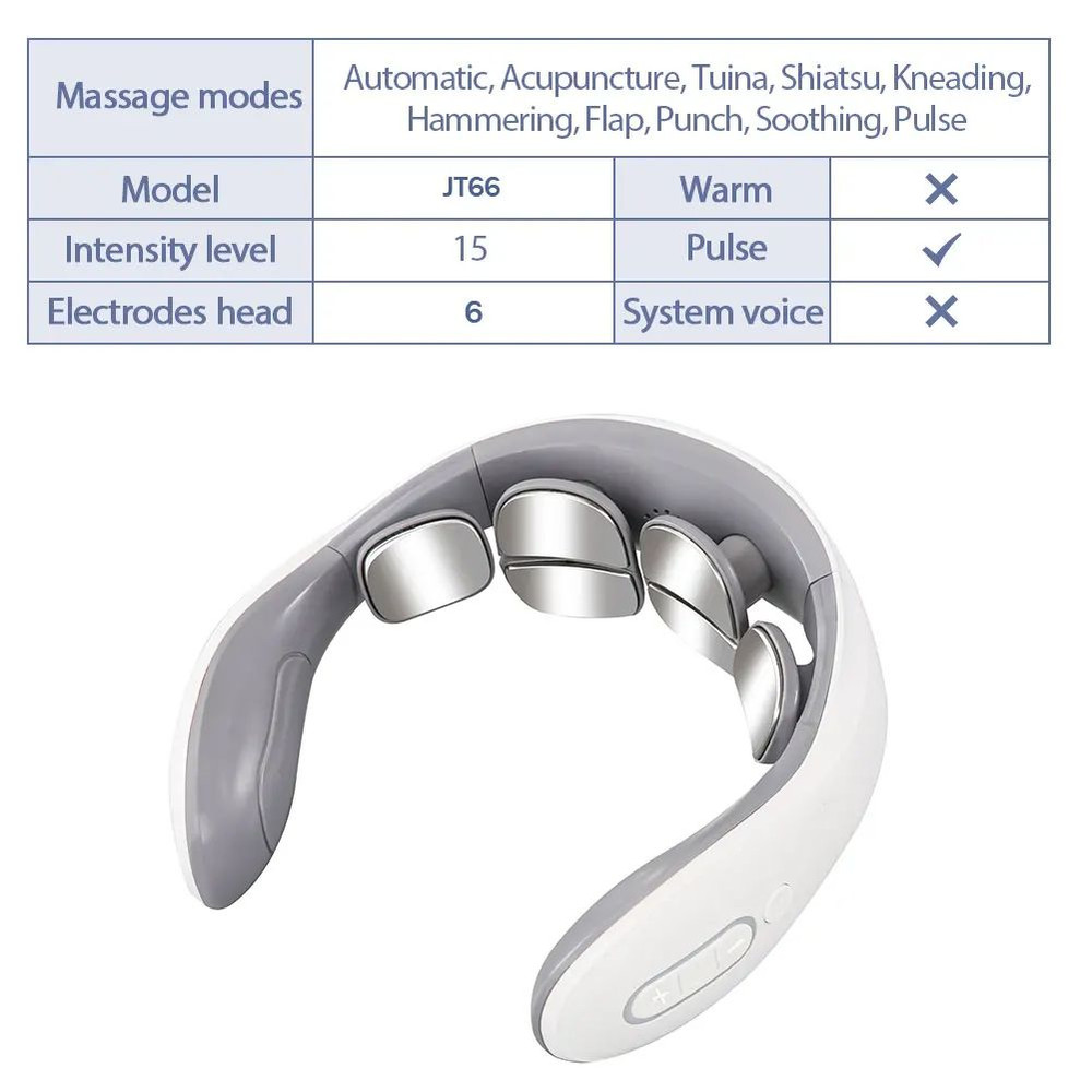 Smart Pulse Neck Massager Intelligent Electric Rechargeable Heating Magnetic TENS Pulse Therapy Fo 7