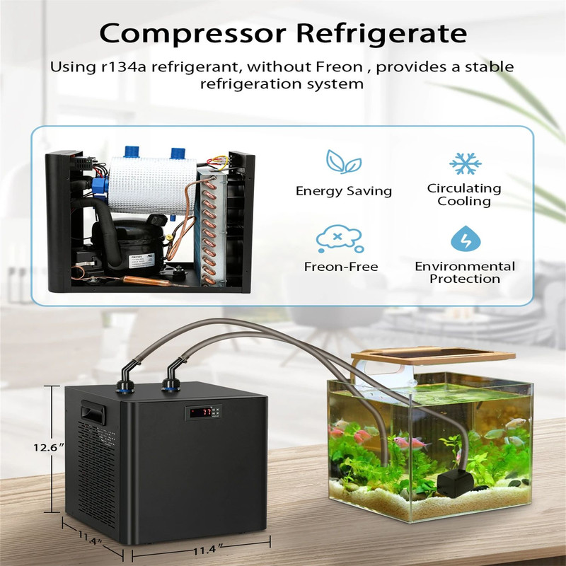 Aquarium Chiller Hydroponic Water Cooler Fish Tank Cooling System For Axolotl Reef Shrimp Coral Fre 2