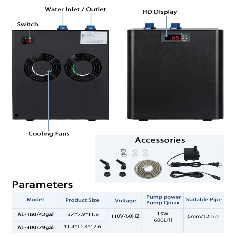 Aquarium Chiller Hydroponic Water Cooler Fish Tank Cooling System For Axolotl Reef Shrimp Coral Fre 5