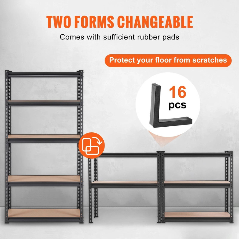 Industrial 5Tier Storage Rack Adjustable Garage Shelving Unit 2000 Lbs Weight Capacity 6