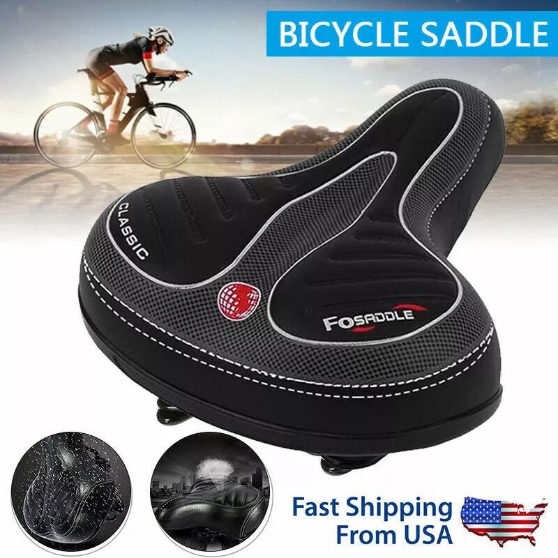Wide Comfort Bike Seat Extra Cushioned Gel Saddle For EBike Bicycle Big Bum Support 4