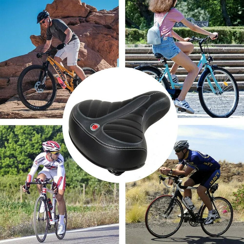 Wide Comfort Bike Seat Extra Cushioned Gel Saddle For EBike Bicycle Big Bum Support 3