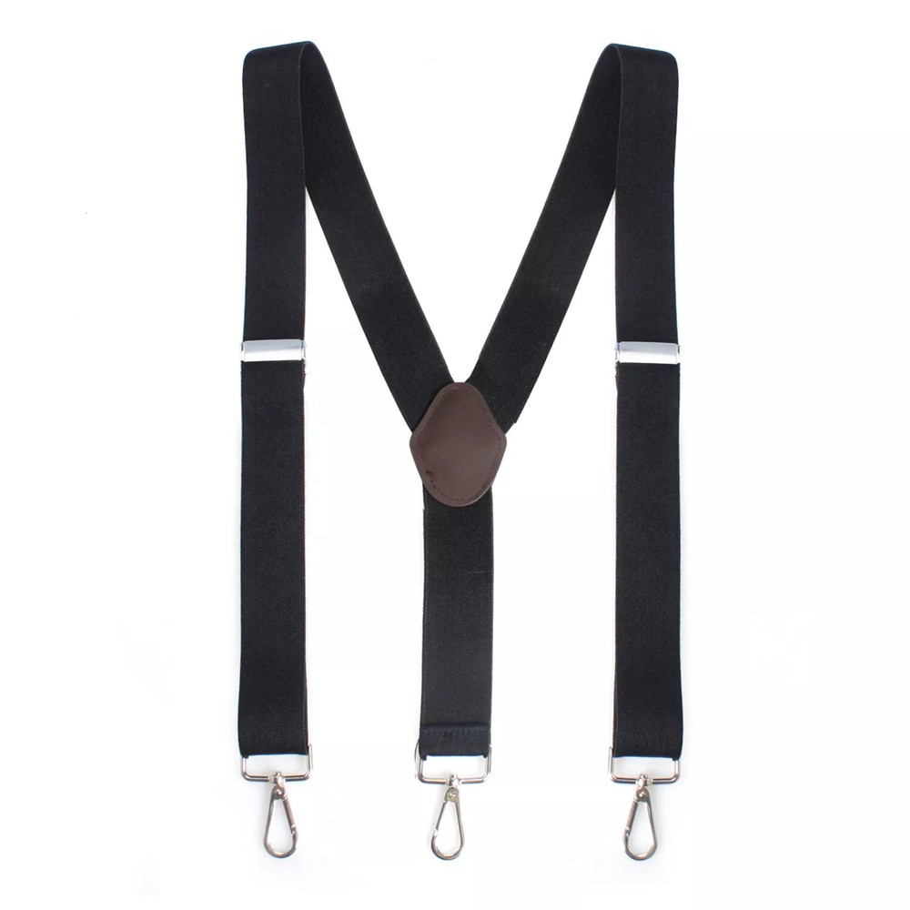 Mens Heavy Duty Work Suspenders Pery Belt Hook YBack Elastic Adjustable Black Suspenders 4