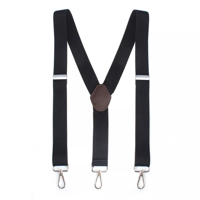 Mens Heavy Duty Work Suspenders Pery Belt Hook YBack Elastic Adjustable Black Suspenders 4