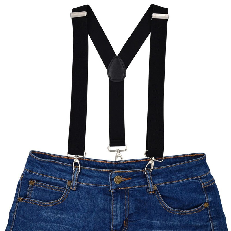 Mens Heavy Duty Work Suspenders Pery Belt Hook YBack Elastic Adjustable Black Suspenders 3