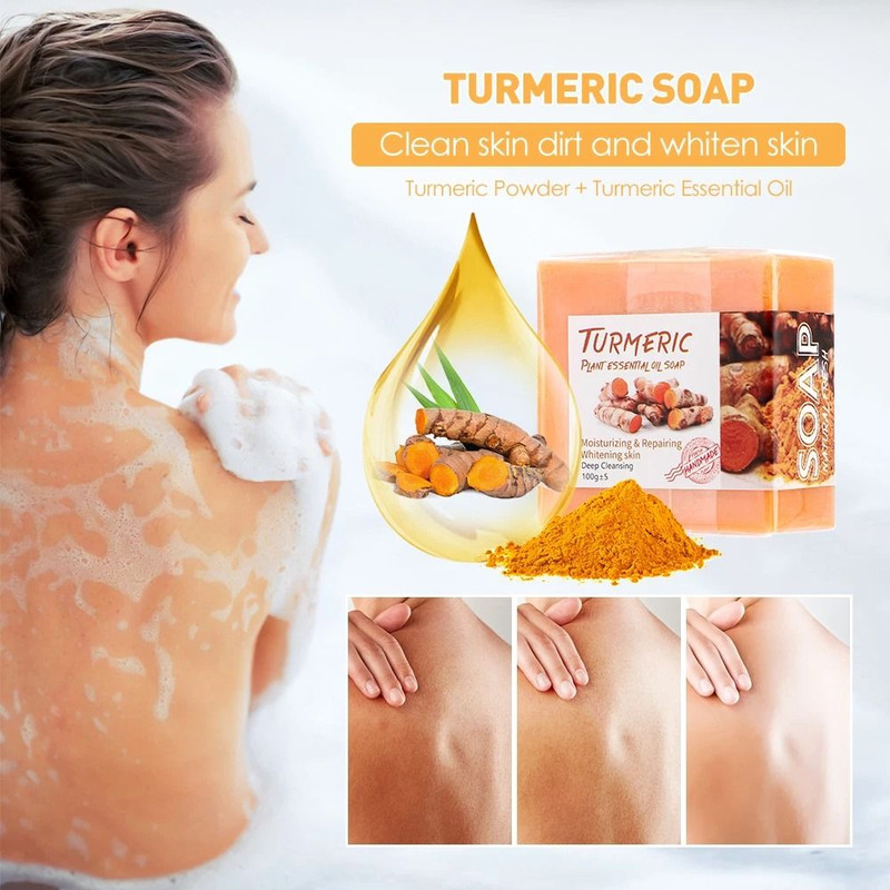 Turmeric Soap Bar For Whitening Brightening Skin Natural Acne Blemish Corrector Dark Spot Remover W 2