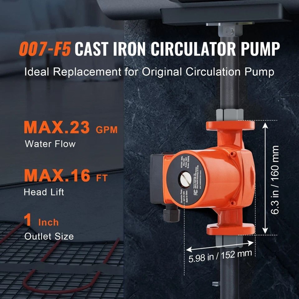 Hot Water Circulation Pump 110V 70W  23 GPM Recirculating Pump For Underfloor Heating  Boiler Syste 5