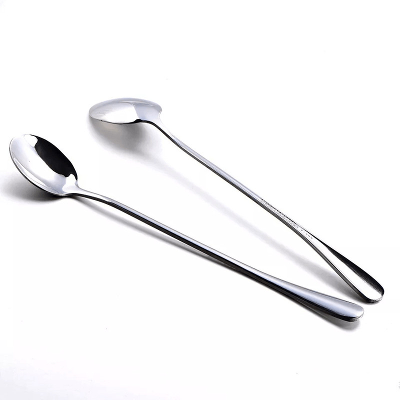 Stainless Steel Mixing Spoons Iced Tea Ice Cream Long Handle Set Premium Corrosion Resistant Desse 2