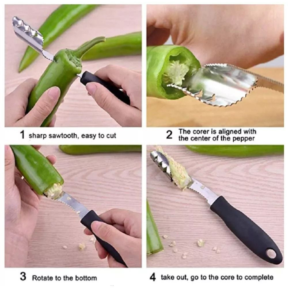 Jalapeno Corer Cutter Stainless Steel Pepper Slicer Tool For Tomatoes Strawberries Fruit Prep Ergon 6
