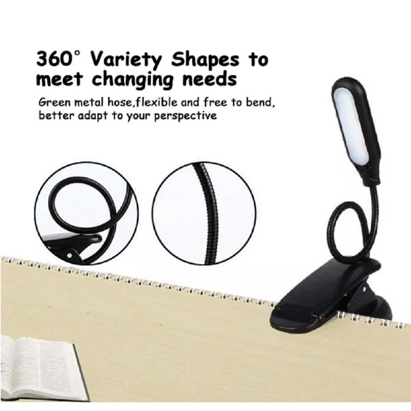 Portable USB Rechargeable LED Book Light Flexible Clip On Reading Lamp For Travelers Bedtime Readi