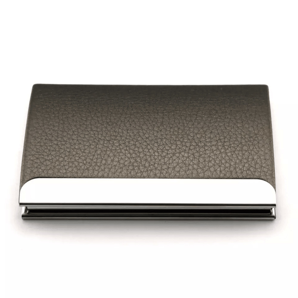 PU Leather Metal Business Card Holder Slim Pocket Credit ID Case For Modern Profession 1
