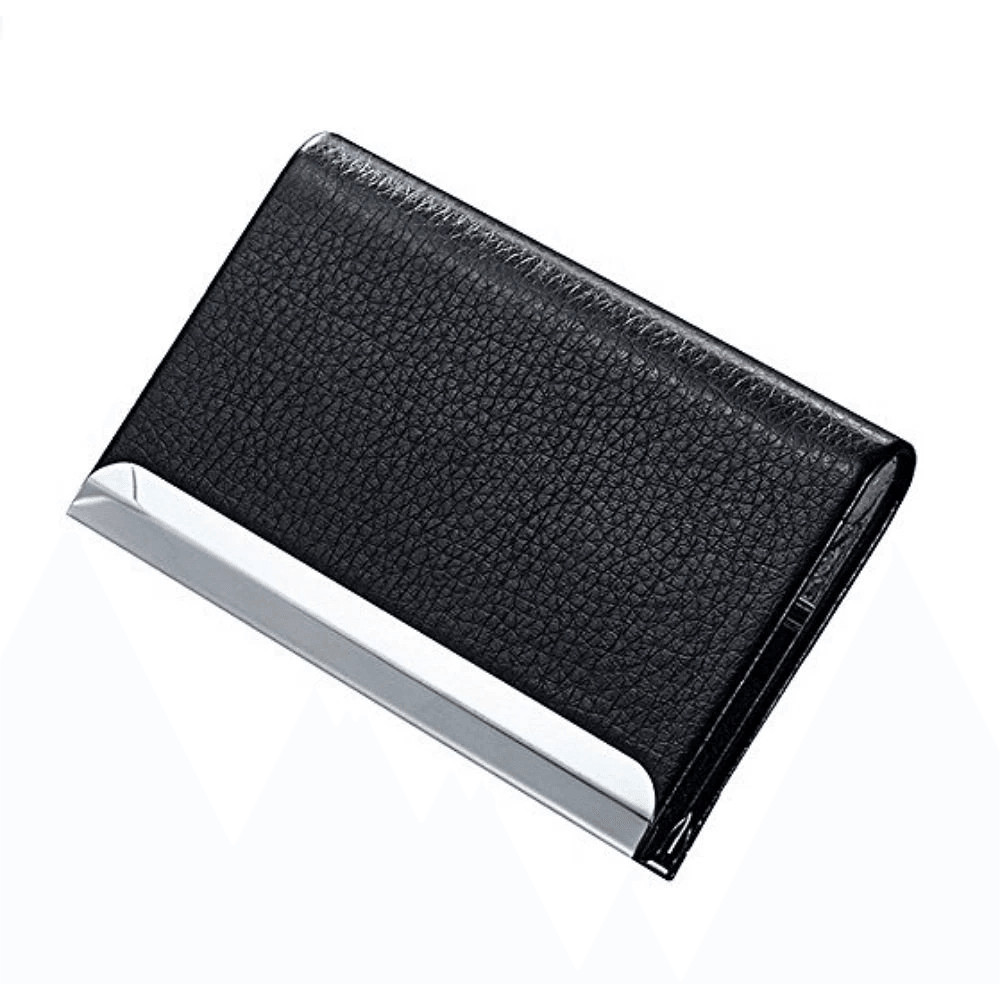 PU Leather Metal Business Card Holder Slim Pocket Credit ID Case For Modern Profession 0
