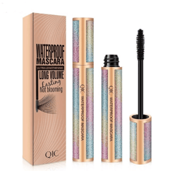 waterproof silk fiber mascara, long lasting, volumizing eyelash extension & curl brush, sensitive eye safe