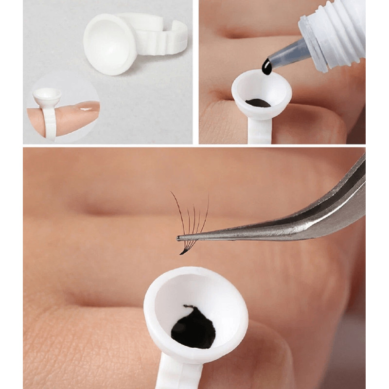 Bulk Disposable Glue Holder Rings Pigment Cups One Size Fits All Lash Tattoo Artist Kit 2