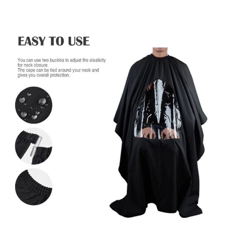 Professional Barber Hair Cutting Cape With Viewing Window Adjustable Salon Styling Drape For Hairdr 3