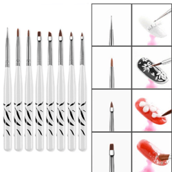 professional nail art brushes kit, acrylic gel polish drawing painting pens for diy nail design & salon-quality
