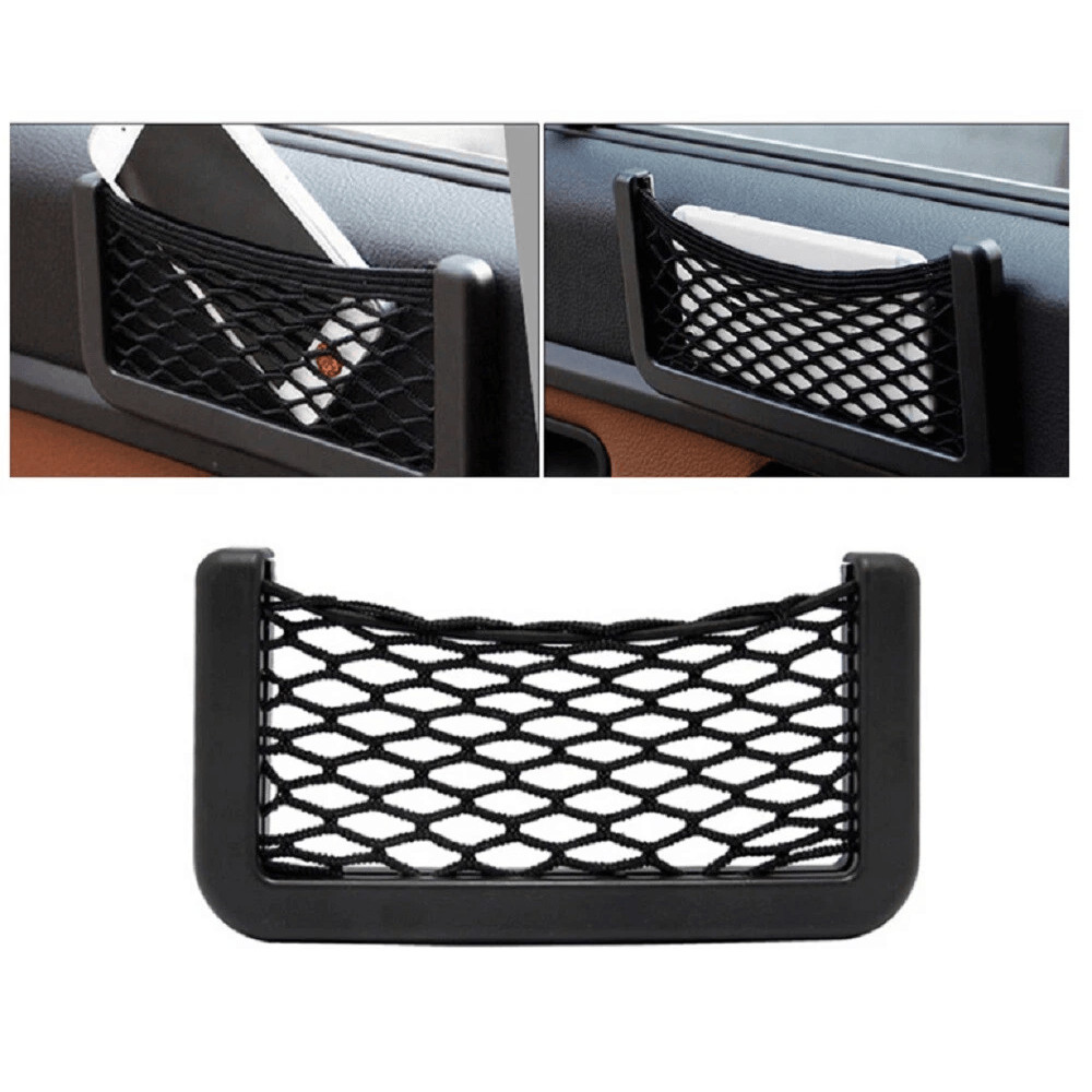 Universal Car Storage Net Pouch GPS Phone Holder Organizer Bag Stretch Mesh Pocket For Headrest Or 2