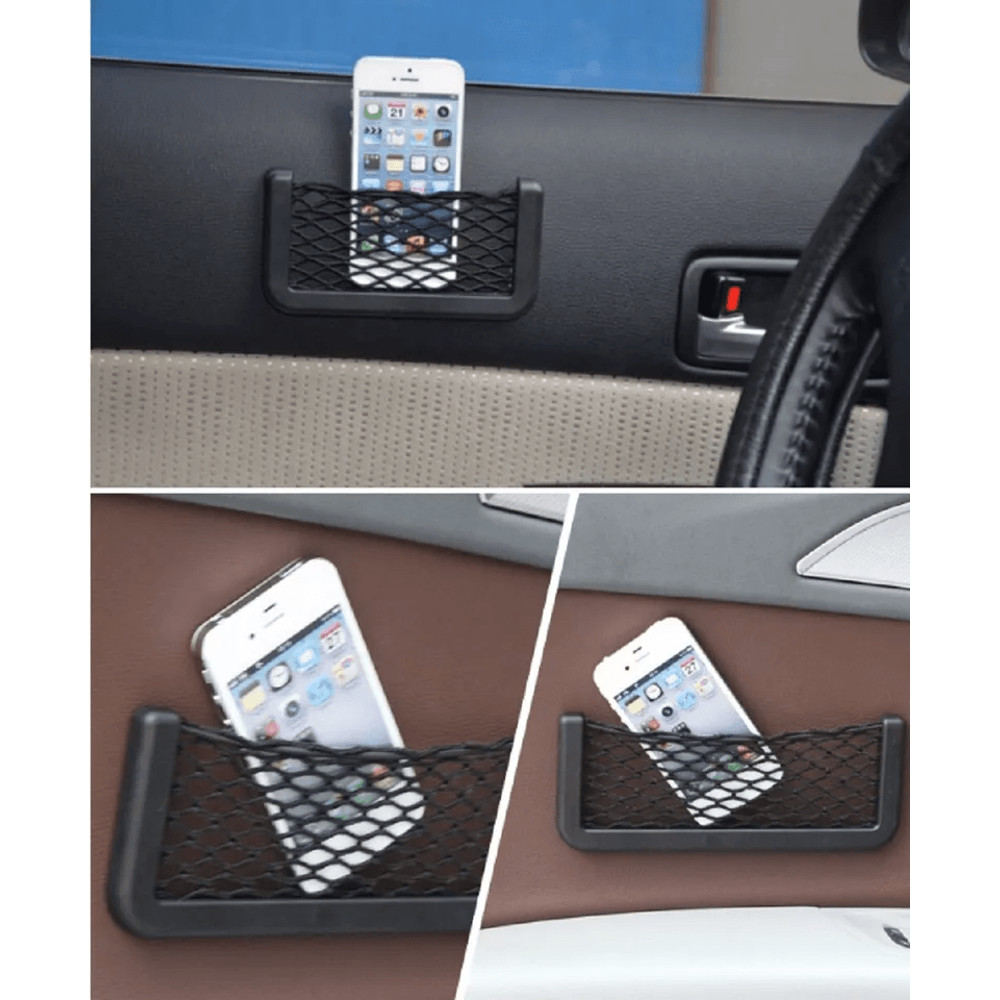Universal Car Storage Net Pouch GPS Phone Holder Organizer Bag Stretch Mesh Pocket For Headrest Or 3
