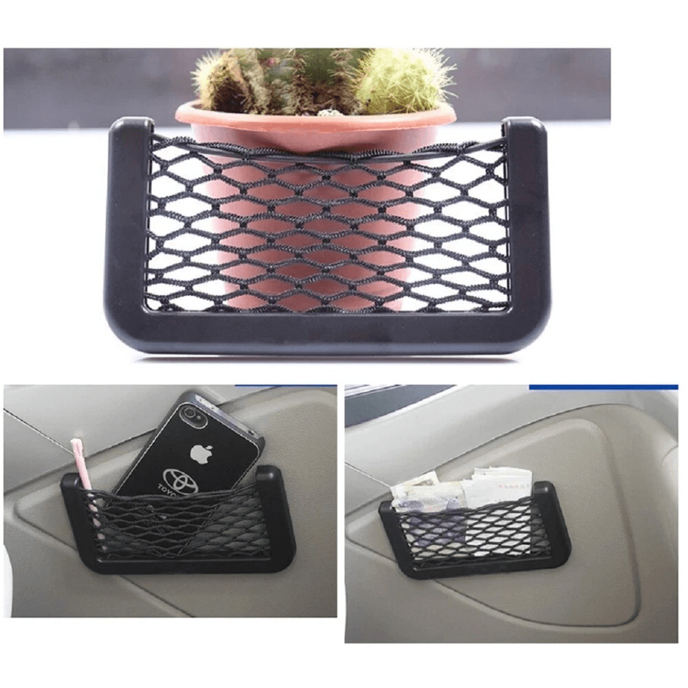 Universal Car Storage Net Pouch GPS Phone Holder Organizer Bag Stretch Mesh Pocket For Headrest Or 0