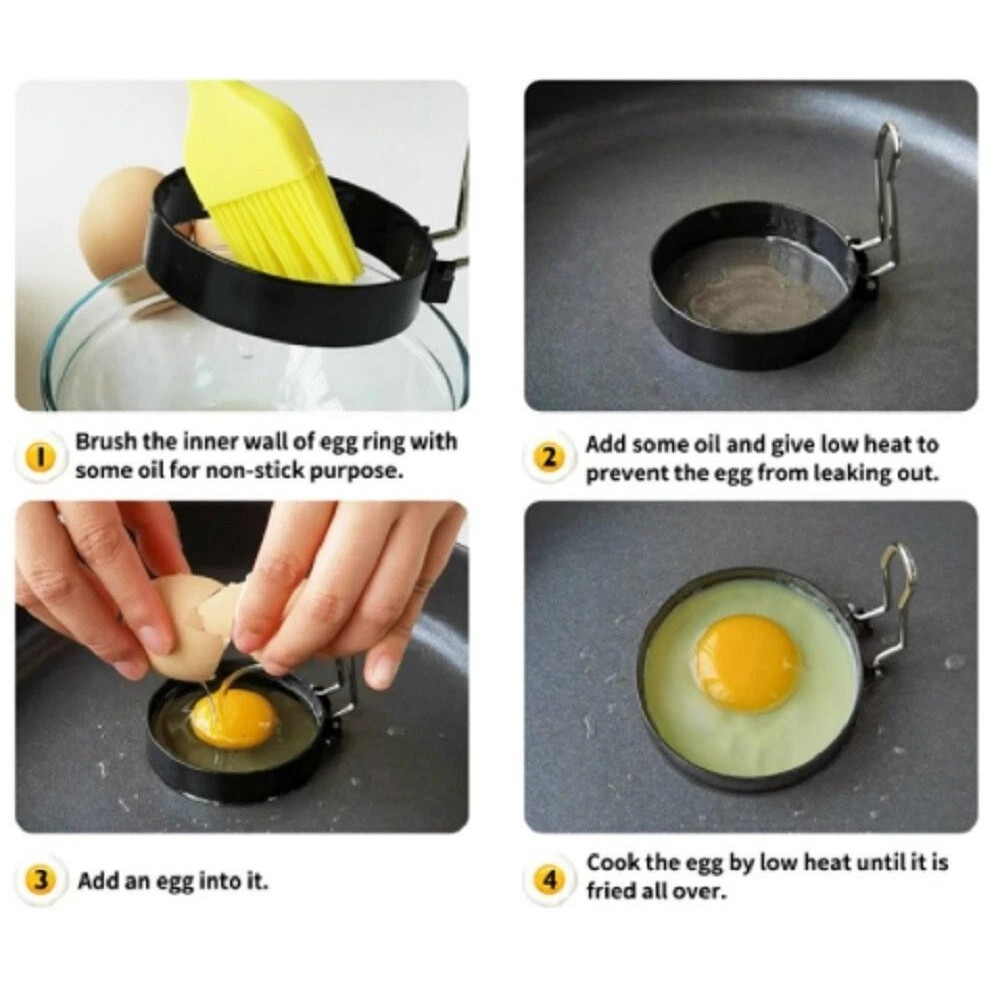 NonStick Pancake Egg Ring Mold Set 2Piece Breakfast Cooking Tool For Fun Shapes 3
