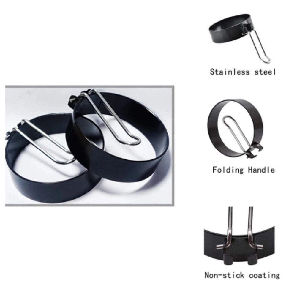 NonStick Pancake Egg Ring Mold Set 2Piece Breakfast Cooking Tool For Fun Shapes 4
