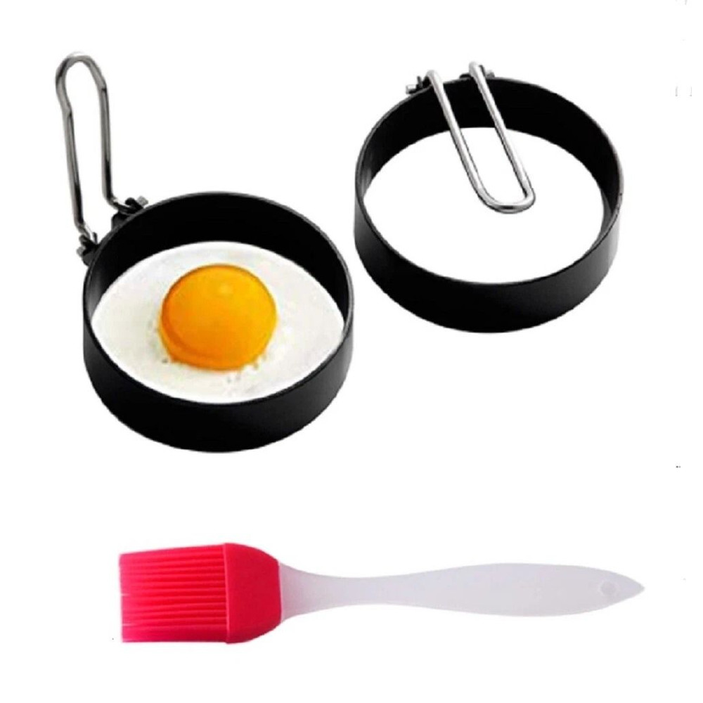 NonStick Pancake Egg Ring Mold Set 2Piece Breakfast Cooking Tool For Fun Shapes 0