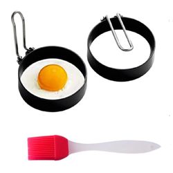 non-stick pancake & egg ring mold set, 2-piece breakfast cooking tool for fun shapes