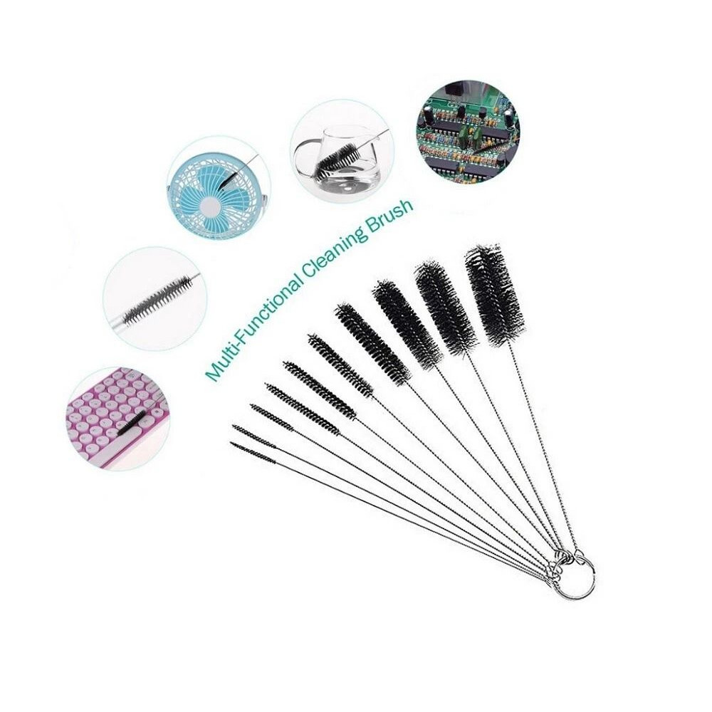 10Pack Nylon Straw Cleaning Brushes Stainless Steel Wire Drink Pipe Cleaner Kit For Reusable Straw 2