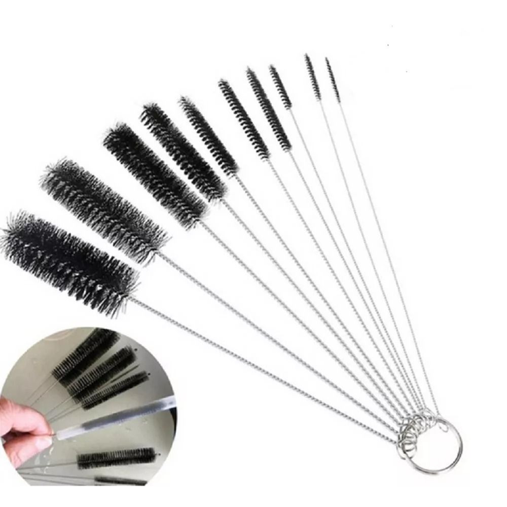 10Pack Nylon Straw Cleaning Brushes Stainless Steel Wire Drink Pipe Cleaner Kit For Reusable Straw 0