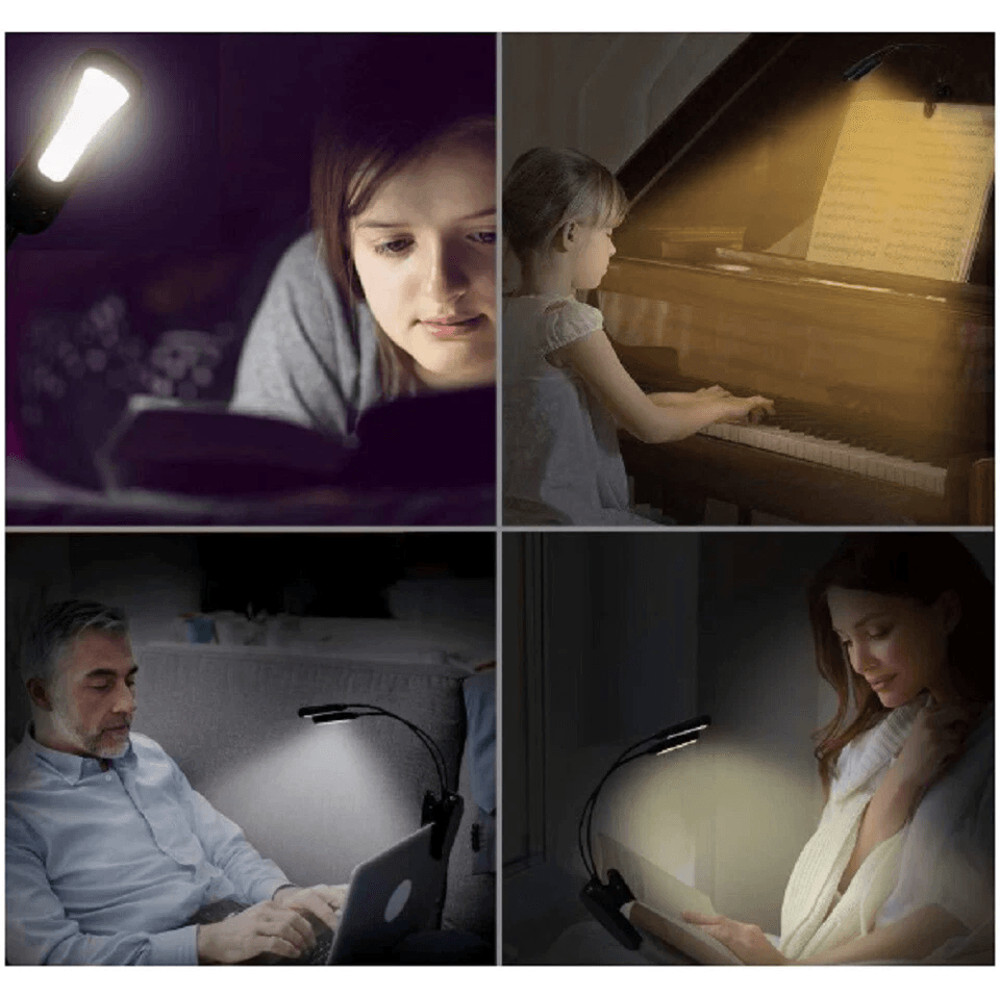 USB Rechargeable LED Book Light With Flexible ClipOn Portable Reading Lamp For Bed Travel Kindle N