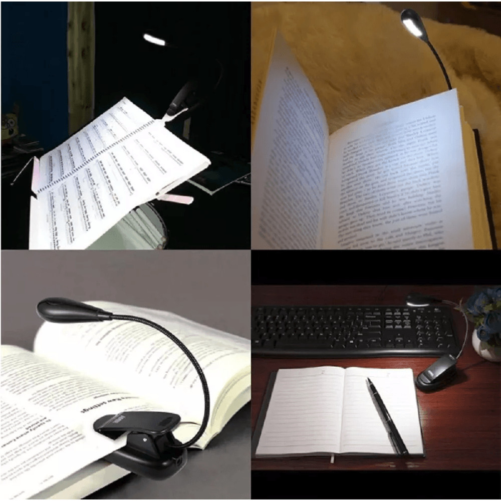 USB Rechargeable LED Book Light With Flexible ClipOn Portable Reading Lamp For Bed Travel Kindle N