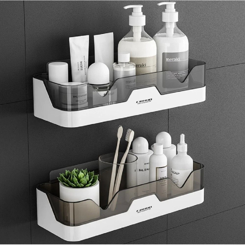 Sturdy Shower Caddy Wall Mounted SpaceSaving Bathroom Shelf Rack Bath Storage Holder 6