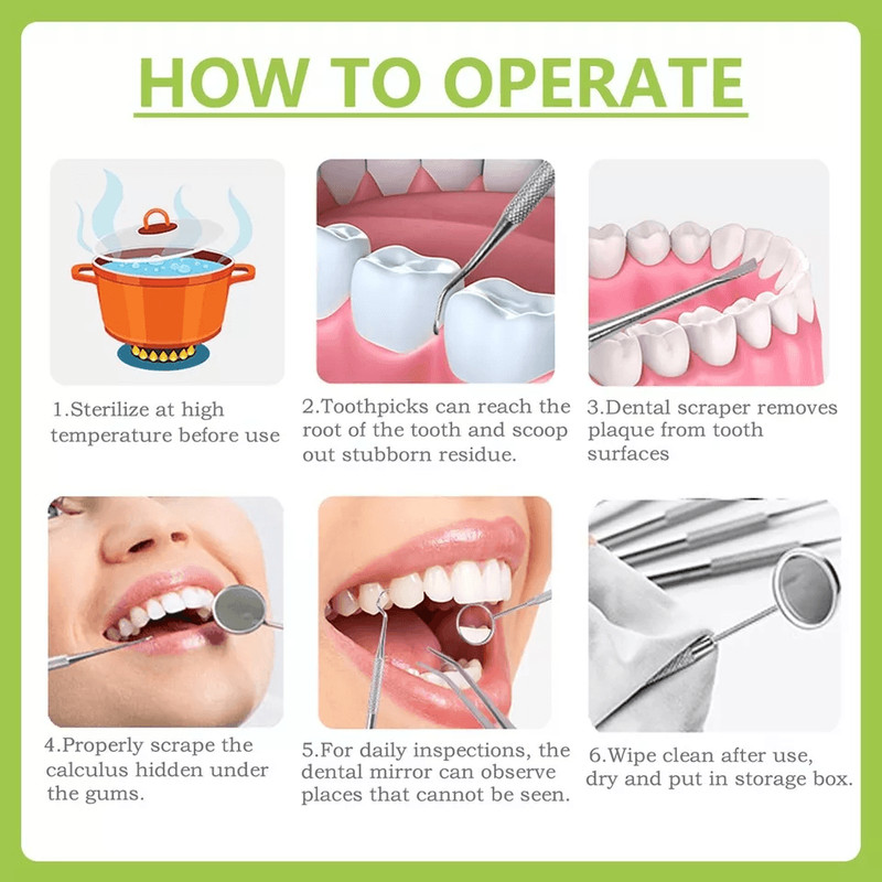 Professional Dental Instruments Tools Scaler Scraper Oral Hygiene Deep Cleaning Set Kit For Teeth C 6