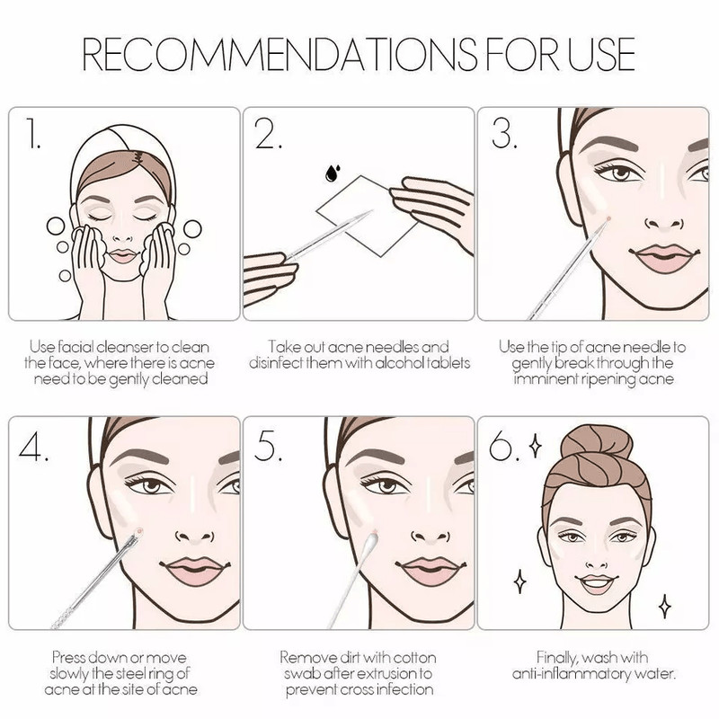 Blackhead Remover Kit Stainless Steel Pimple Popper Tools Comedone Extractor Set For Acne Zit White 7