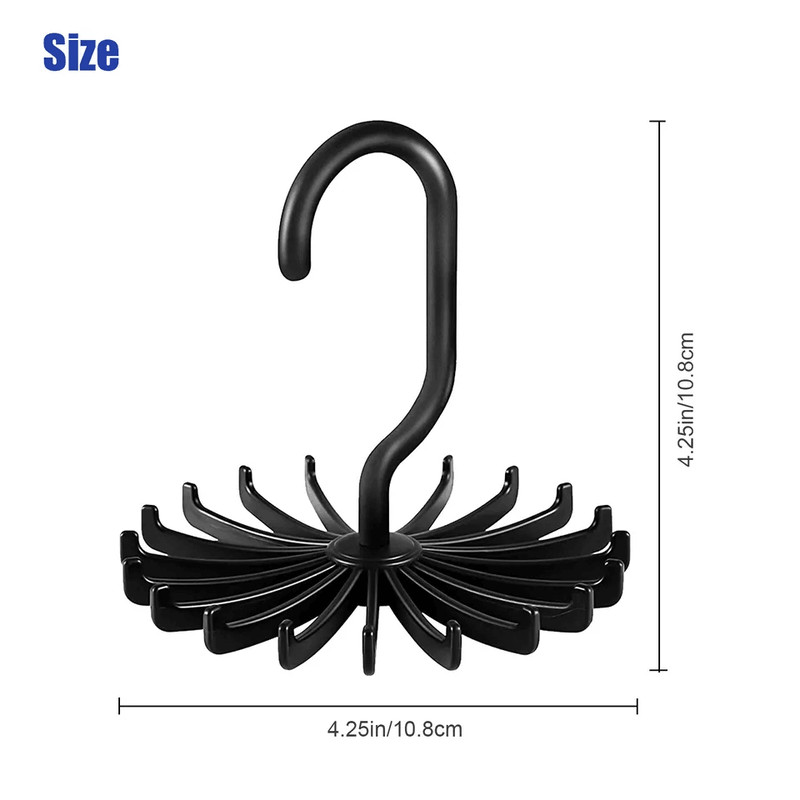 Neck Tie Rack Rotating Adjustable Hanger Organizer For Ties Scarves Belts Accessories SpaceSaving 5