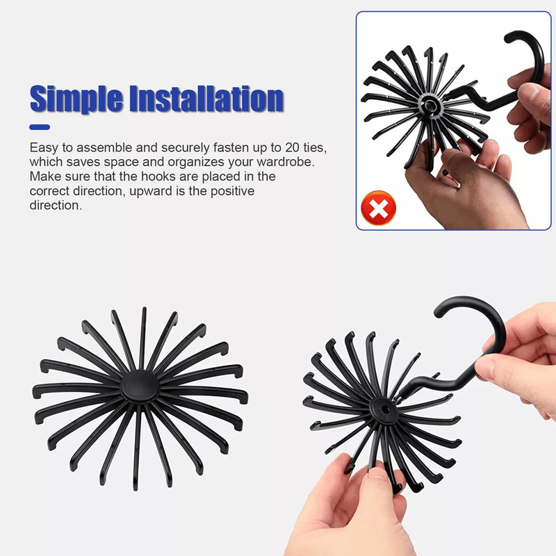 Neck Tie Rack Rotating Adjustable Hanger Organizer For Ties Scarves Belts Accessories SpaceSaving 4