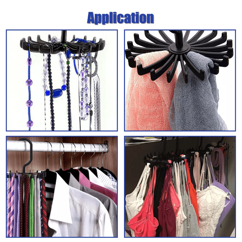 Neck Tie Rack Rotating Adjustable Hanger Organizer For Ties Scarves Belts Accessories SpaceSaving 1