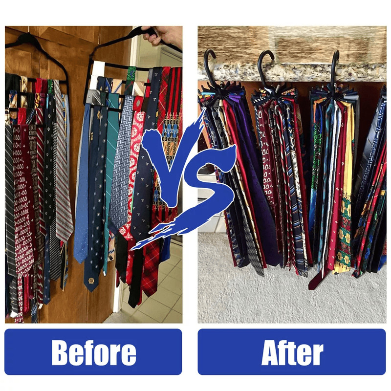 Neck Tie Rack Rotating Adjustable Hanger Organizer For Ties Scarves Belts Accessories SpaceSaving 2