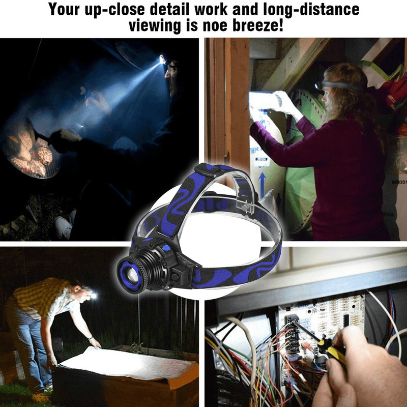 Tactical Headlight Rechargeable LED Headlamp With Battery Charger High Lumens Waterproof Adjustabl 1