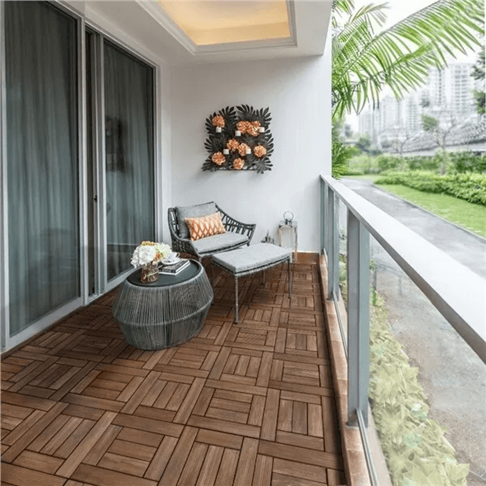 Interlocking Deck Tiles Wood Flooring Solid Wood Brown Patio Tiles For Outdoor Garden Balcony And T 2